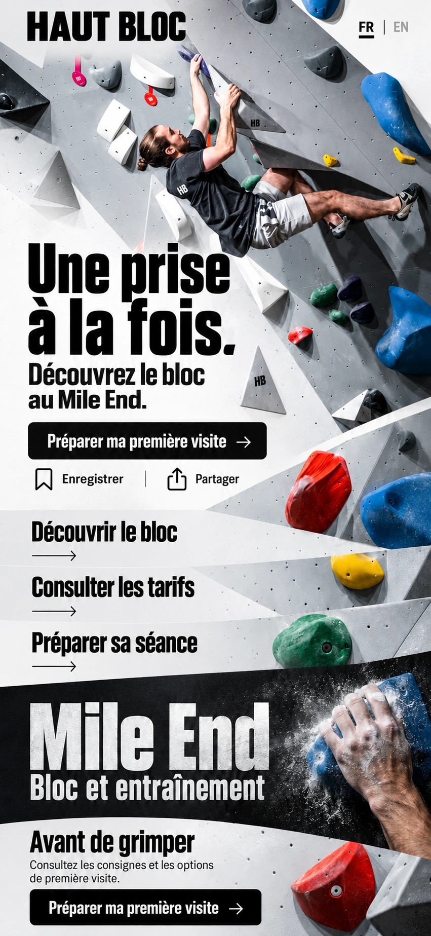 Haut Bloc · Première prise — Préparer ma première visite