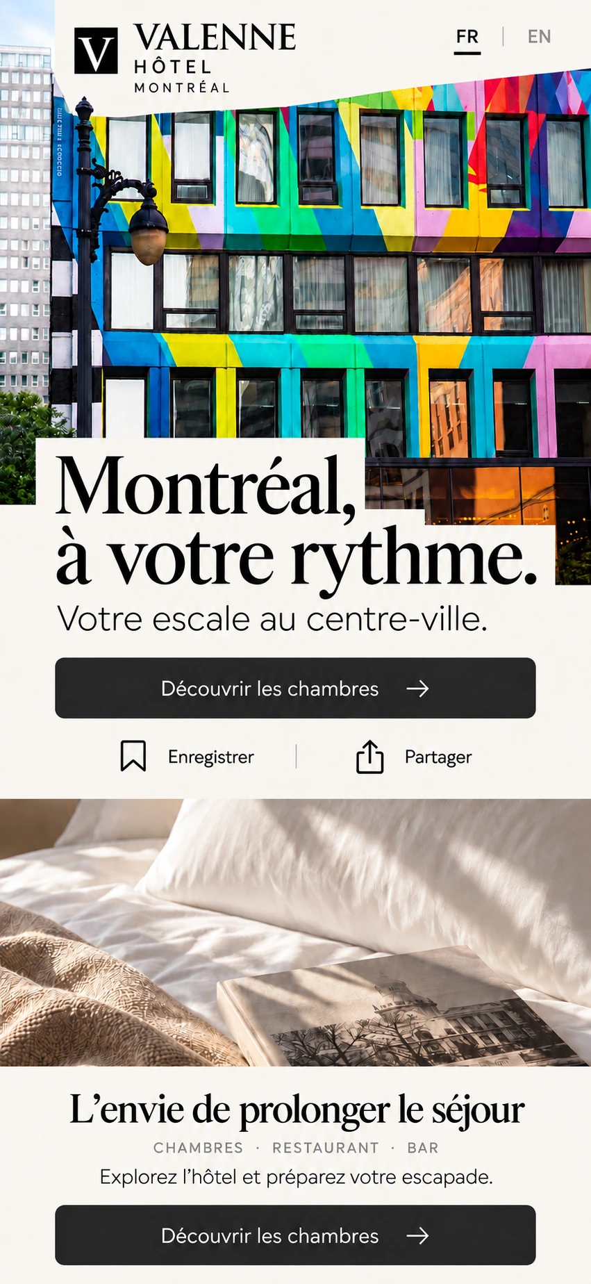 Hôtel Valenne Montréal · L’escapade urbaine — Découvrir les chambres