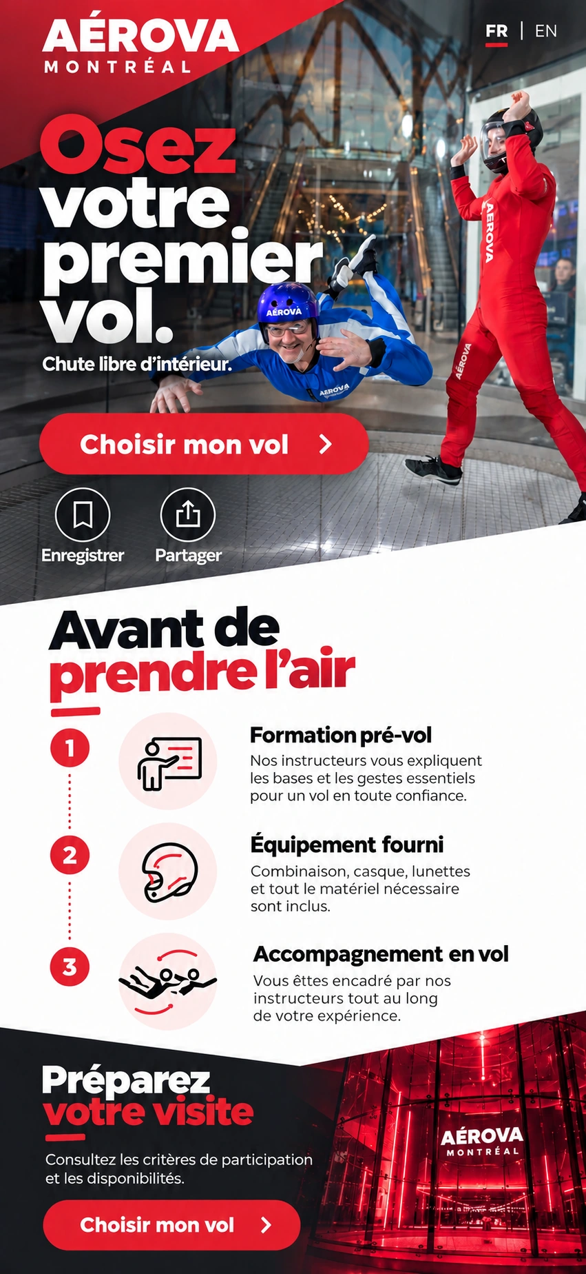 Aérova Montréal · Premier envol — Choisir mon vol