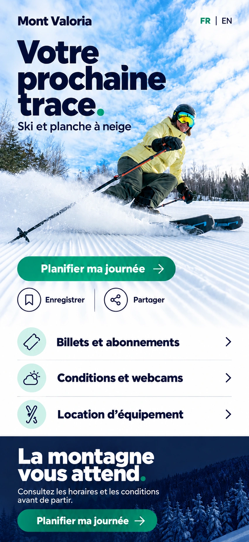 Mont Valoria · Journée de glisse — Planifier ma journée