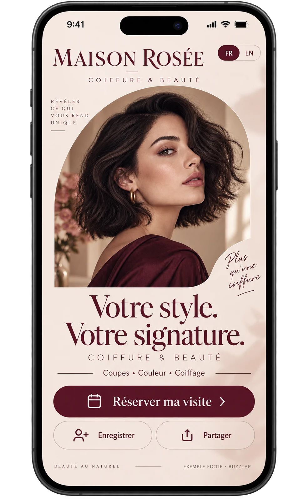 Coiffure et beauté — Donner envie de changer de look. Inviter à réserver.
