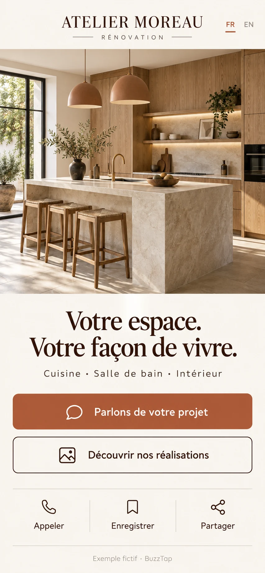 Rénovation — Présenter son savoir-faire. Recevoir une demande.